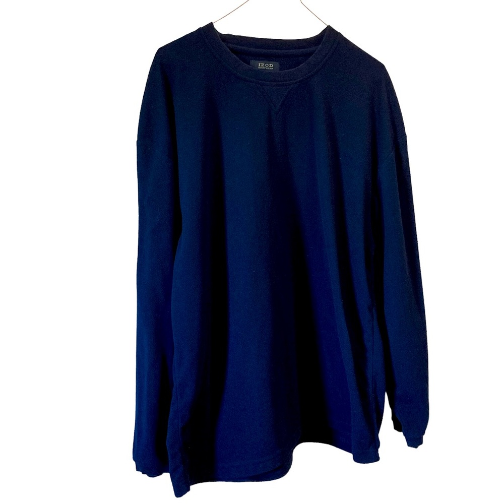 Izod Pajama Top Pullover Sleepwear Loungewear Athleisure Warm Comfy Large Navy